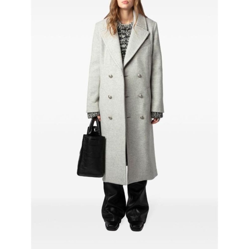 Zadig & Voltaire Mulan Double Breasted Grey Coat Size S New - Picture 2 of 16